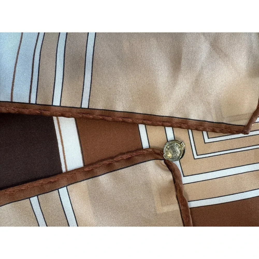 Leonardi Geometric Vintage Scarf 30''x30'' Fall 100% Silk Hand Rolled Edges